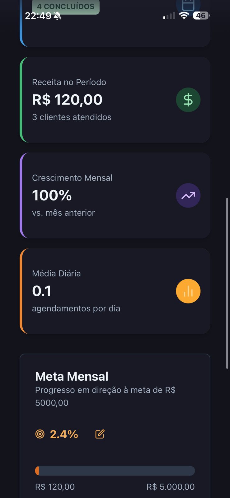 Tela 2 do aplicativo Meu Barbeiro Pro